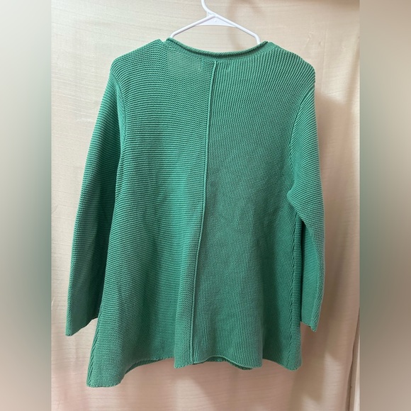 Habitat 100% Cotton Green Textured Knit Top Medium Wooden Buttons Bohemian - Picture 6 of 6